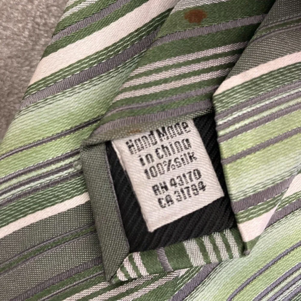 Geoffrey Beene Extra Long Green Diagonal Striped Tie 100% Silk New with Tag NWT